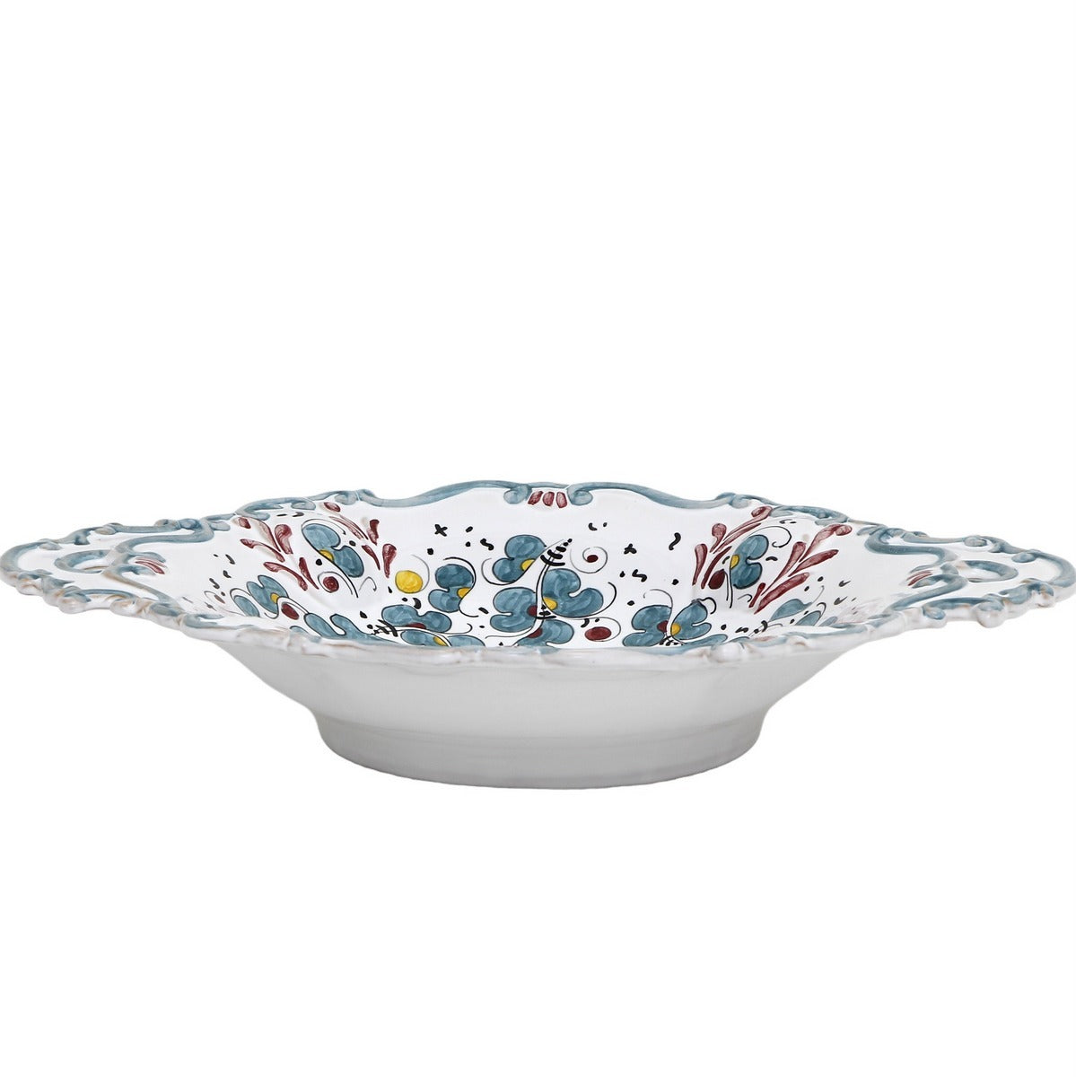 ORVIETO GREEN ROOSTER: Oval Baroque Tray/Bowl with Handles