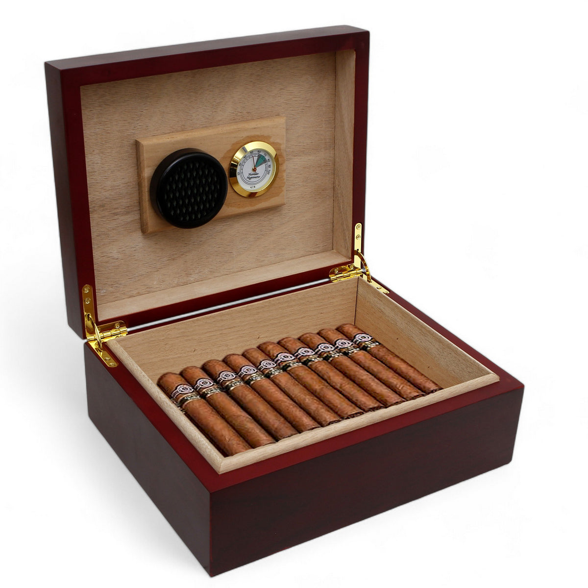 CIGAR HUMIDOR BOX: Luxury Mahogany Satin Finish fully lined in Cedar Wood - Black Carrara Marble