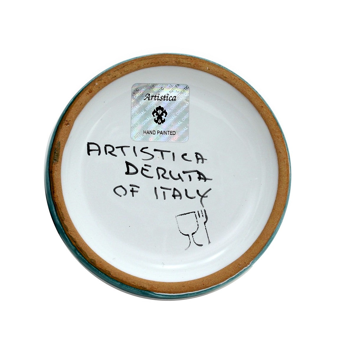 GIFT BOX: With authentic Deruta hand painted ceramic - DERUTA COLORI: OLIVE OIL DISPENSER BOTTLE AQUA/TEAL