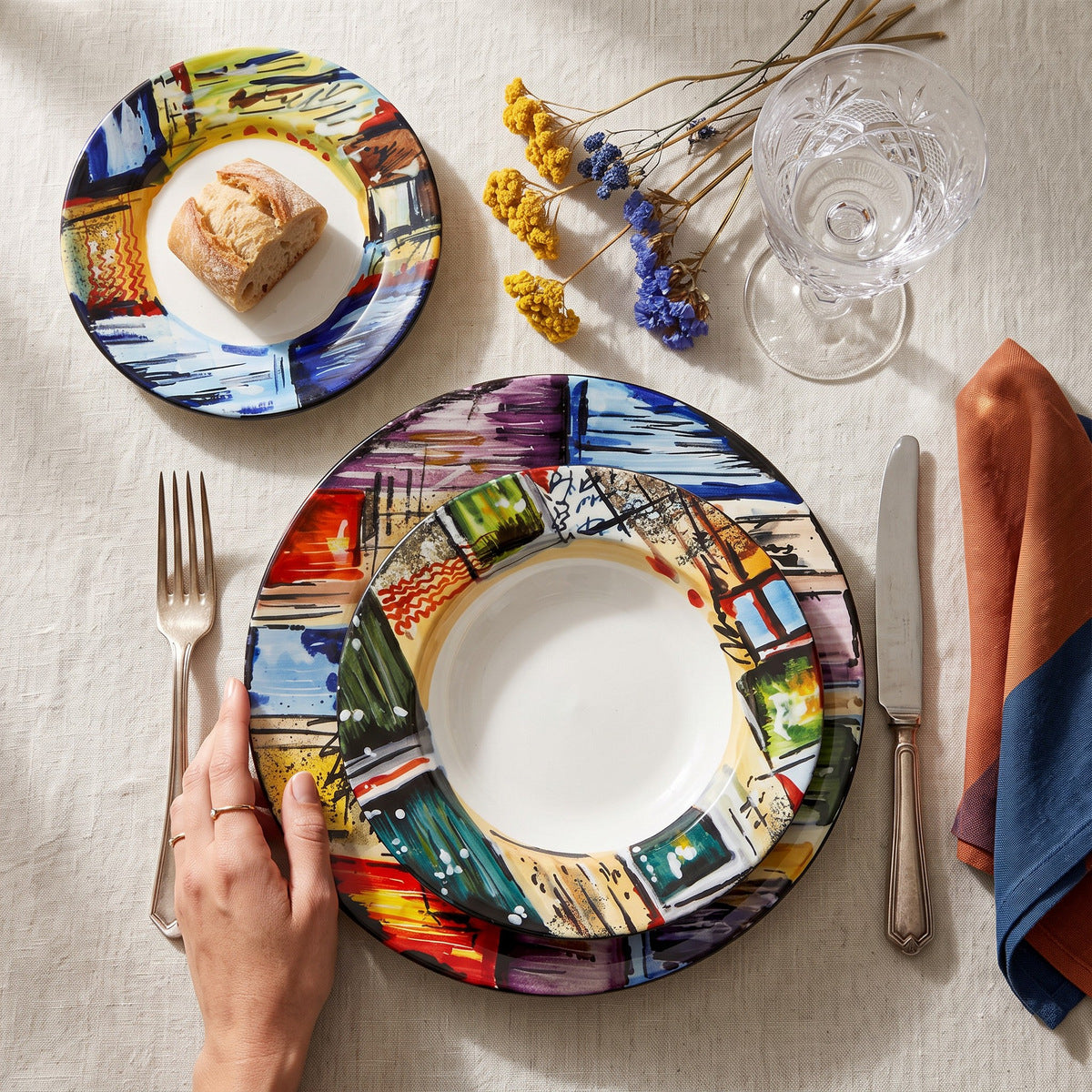 MODERNA: Three Pieces Place Setting (Dinner+Pasta+Salad Plates)