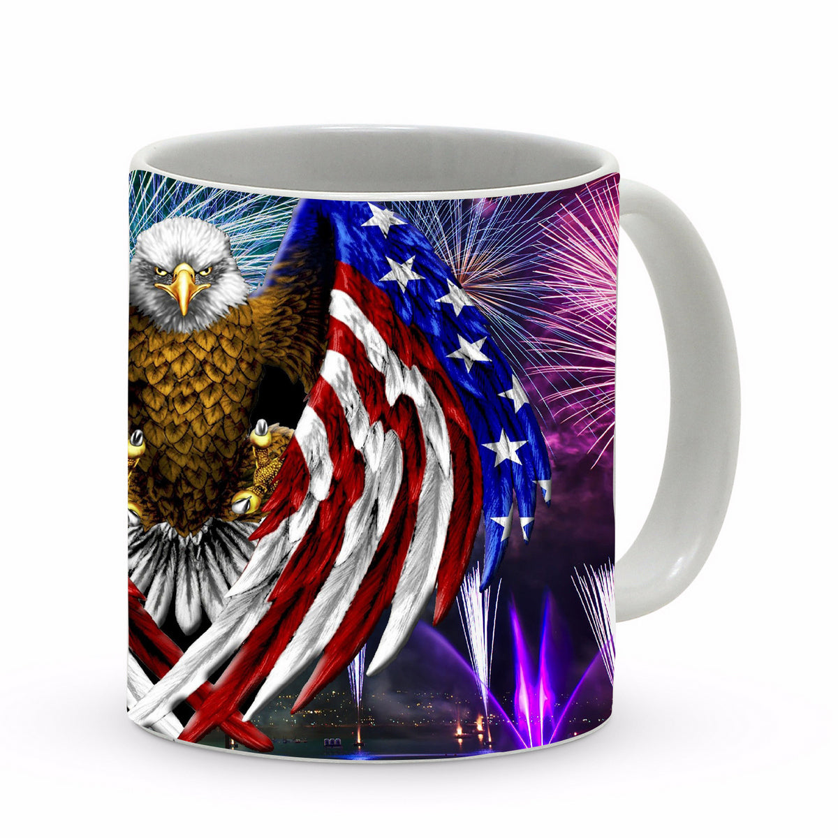 SUBLIMART: Patriotic Mug '4th of July Mug - Eagle &amp; Fireworks" (Design 45)