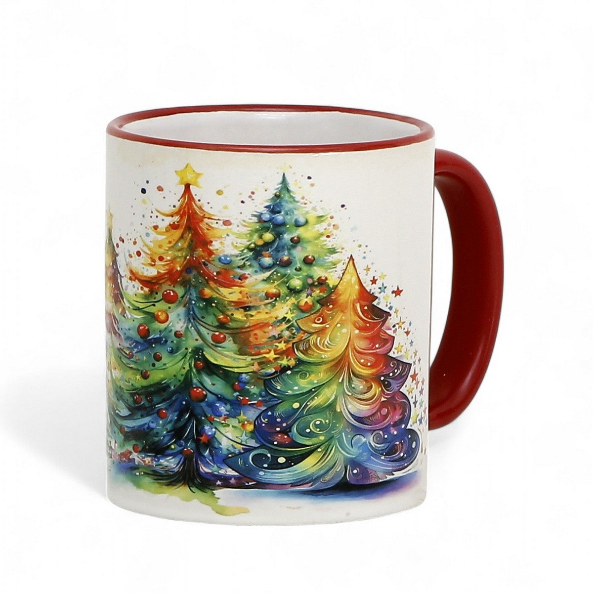 SUBLIMART:  Designer Christmas Ceramic Deluxe Boxed Bundle - 2 Mugs (Red+Green) + 1 Candle