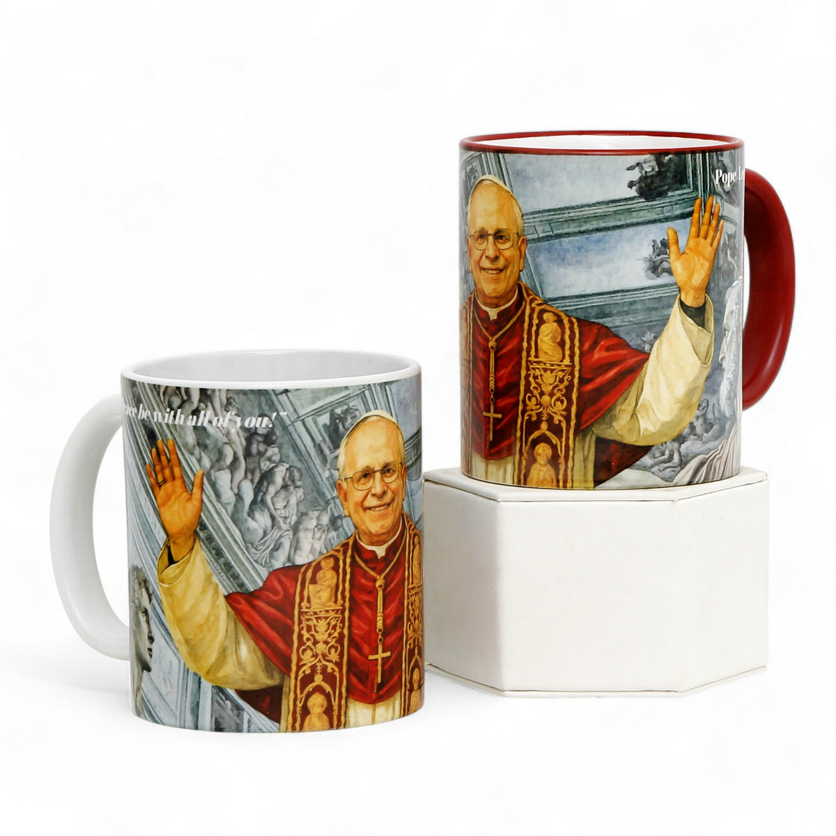 Commemorative Porcelain Mug for Pope Leo XIV – Exclusive digital portrait by RC Designs