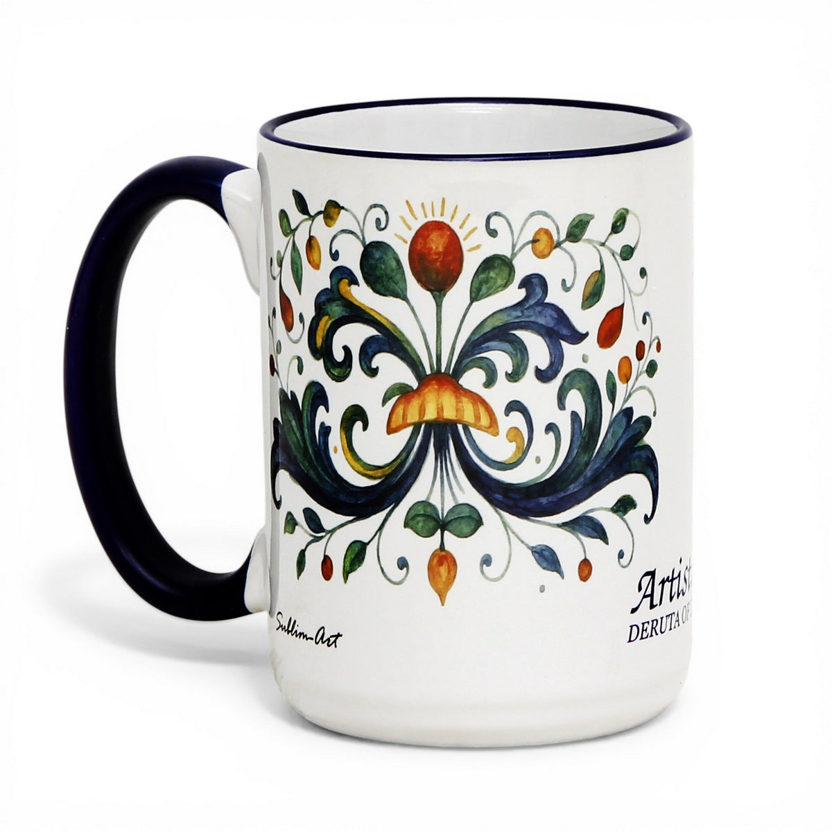 SUBLIMART: FREE Artistica-Deruta of Italy BRANDED Mug - Blue Handle (15 Oz)