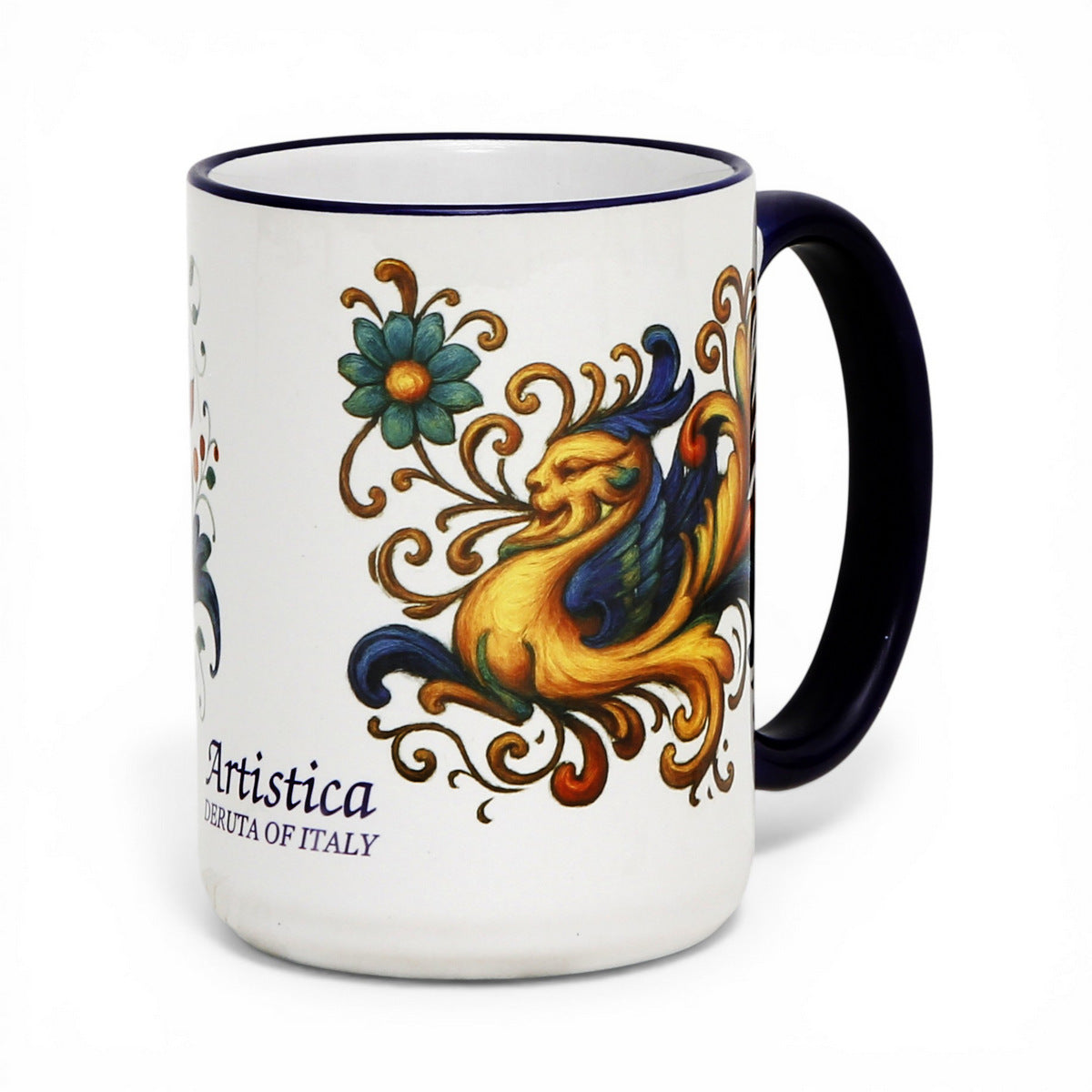 SUBLIMART: FREE Artistica-Deruta of Italy BRANDED Mug - Blue Handle (15 Oz)