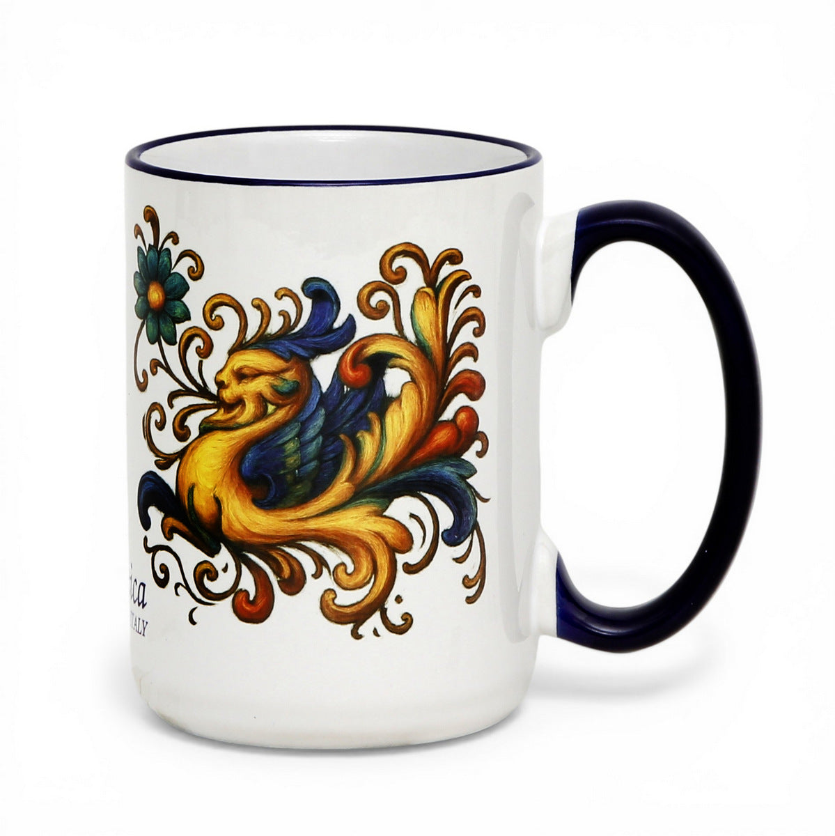 SUBLIMART: FREE Artistica-Deruta of Italy BRANDED Mug - Blue Handle (15 Oz)