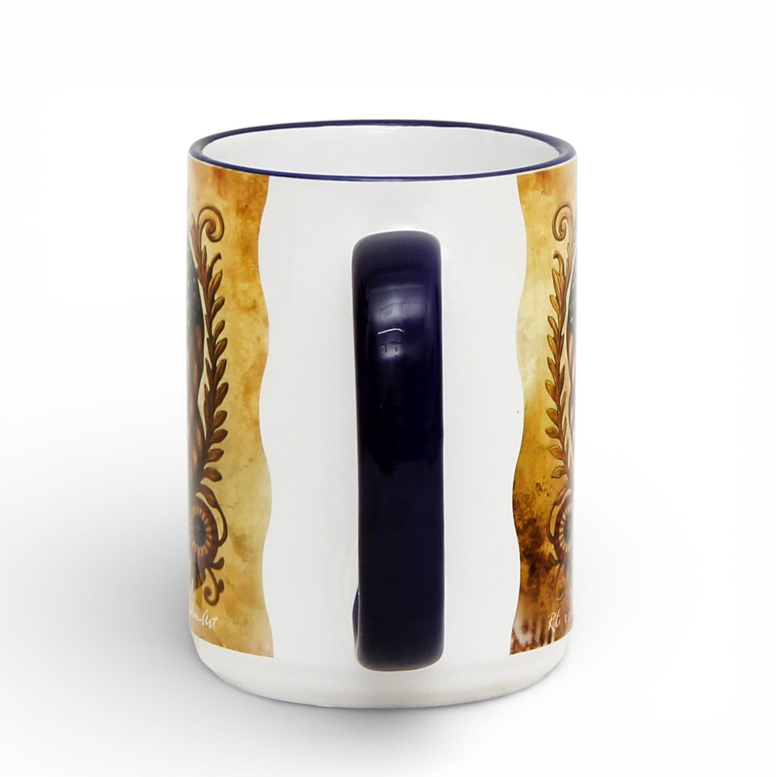 SUBLIMART: USA-250 Anniversary Mug - Blue Handle & Rim Old World Design (15 Oz)