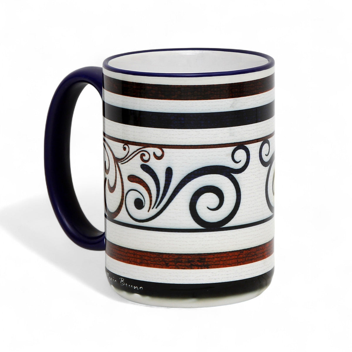 SUBLIMART: The Scroll &amp; Stripe 15 Oz Coffee Mug by Mario Bruno Design