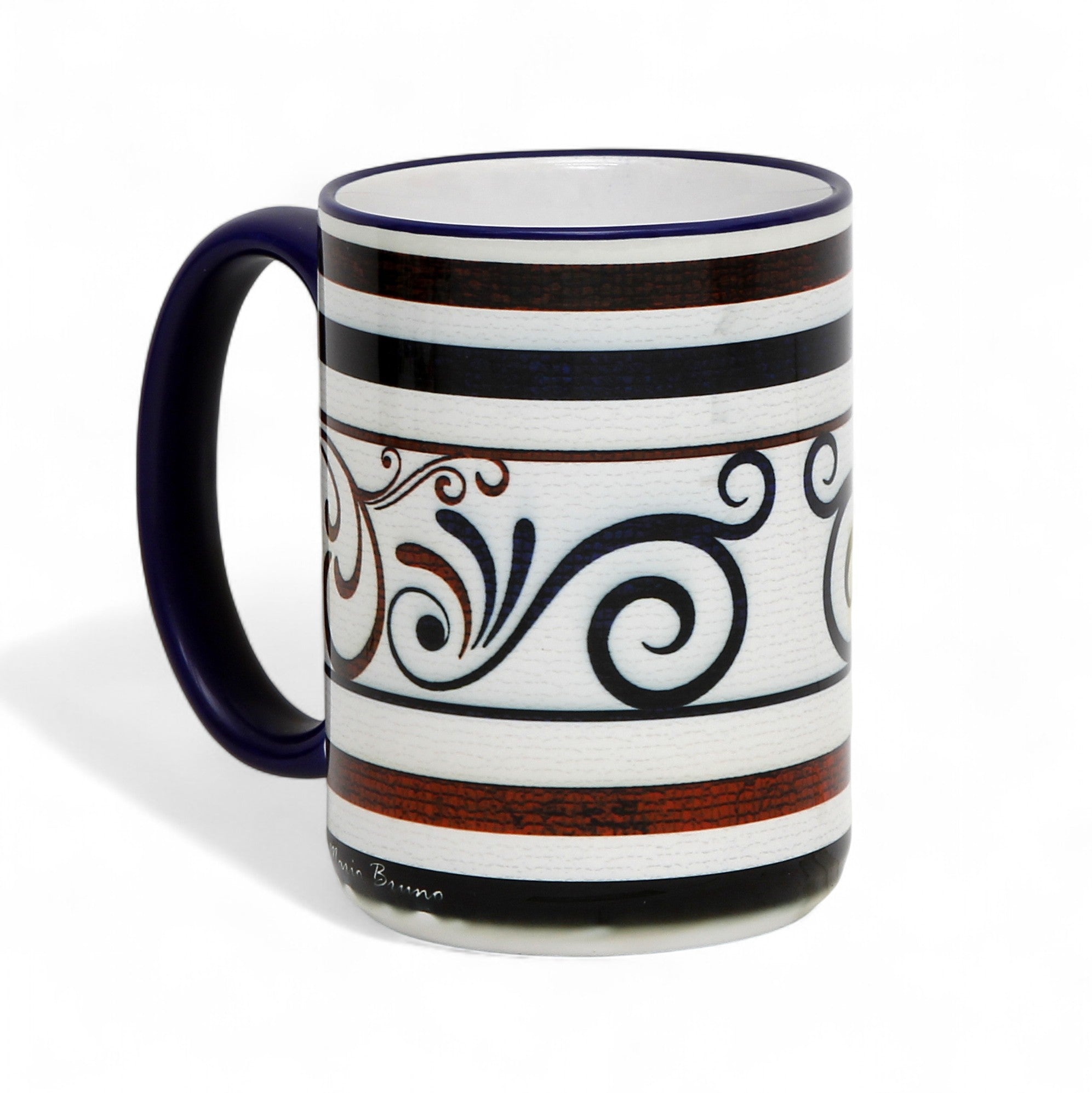 SUBLIMART: The Scroll & Stripe 15 Oz Coffee Mug by Mario Bruno Design