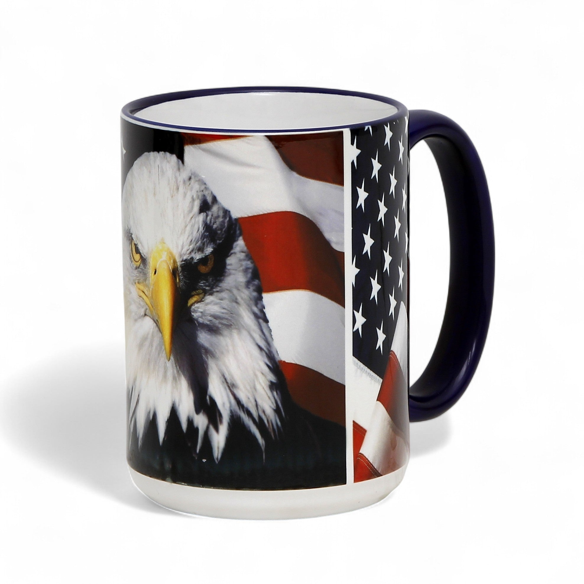 SUBLIMART: Patriotic 15 oz Bald Eagle & American Flag Ceramic Mug
