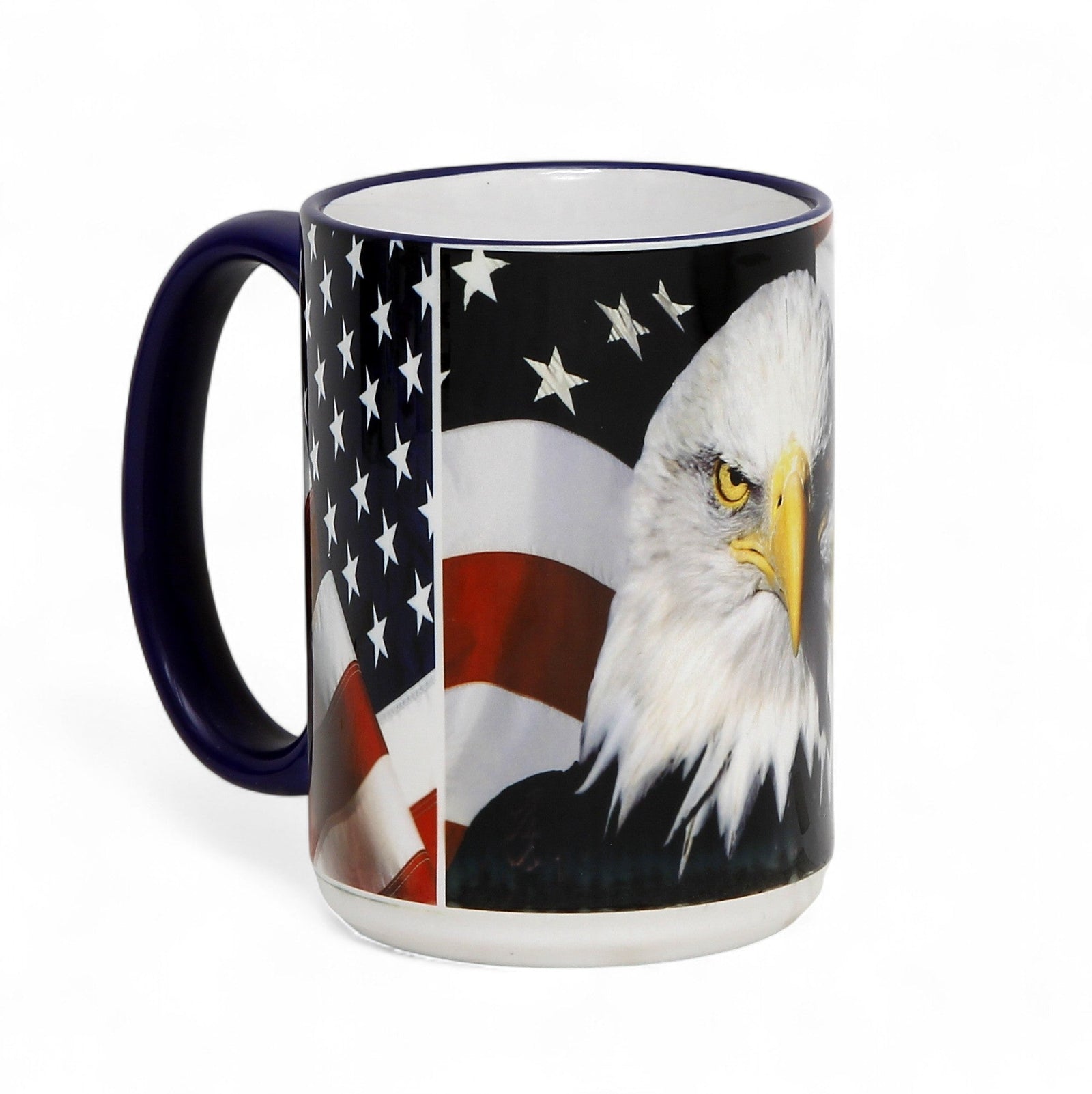 SUBLIMART: Patriotic 15 oz Bald Eagle & American Flag Ceramic Mug