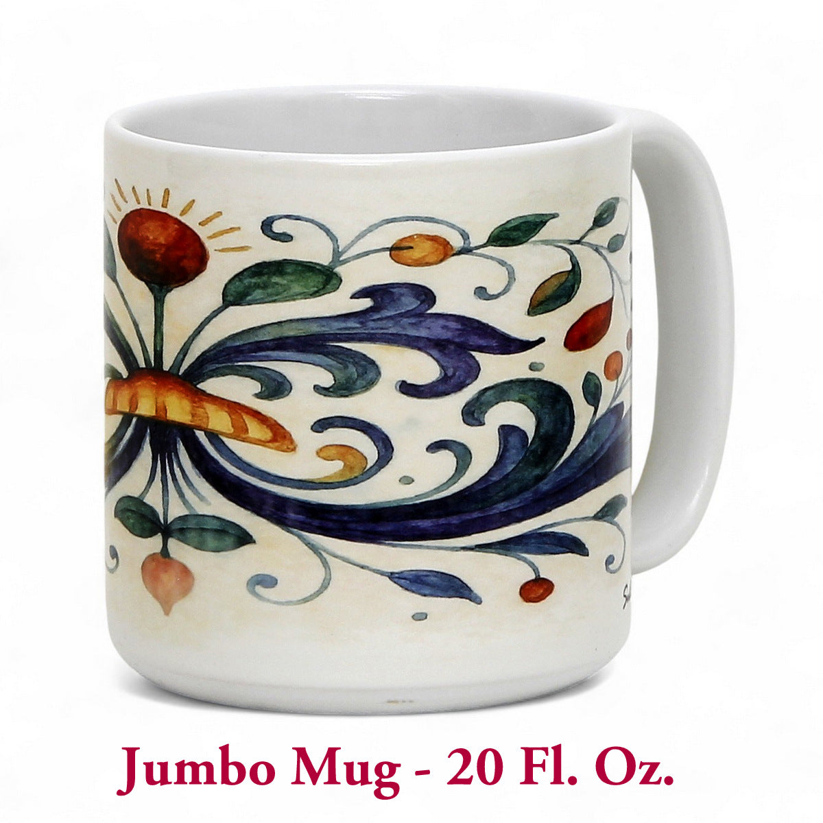 RICCO ITALIA DERUTA: Porcelain mug featuring Ricco Italia Deruta design by Mario Bruno. (11 Oz or 20 Oz)
