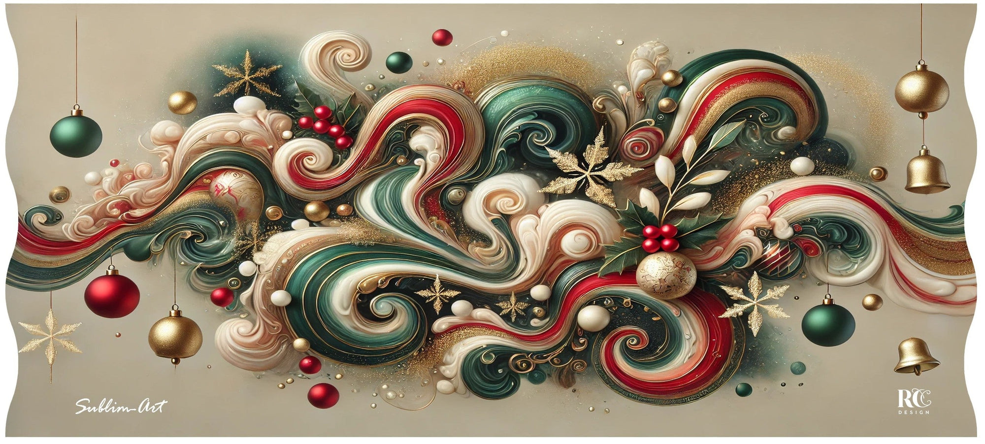 SUBLIMART: Christmas Boxed Bundle - 2 Mugs (Red+Green) – Fluid Wave Design by RC Designs (Pattern #01)