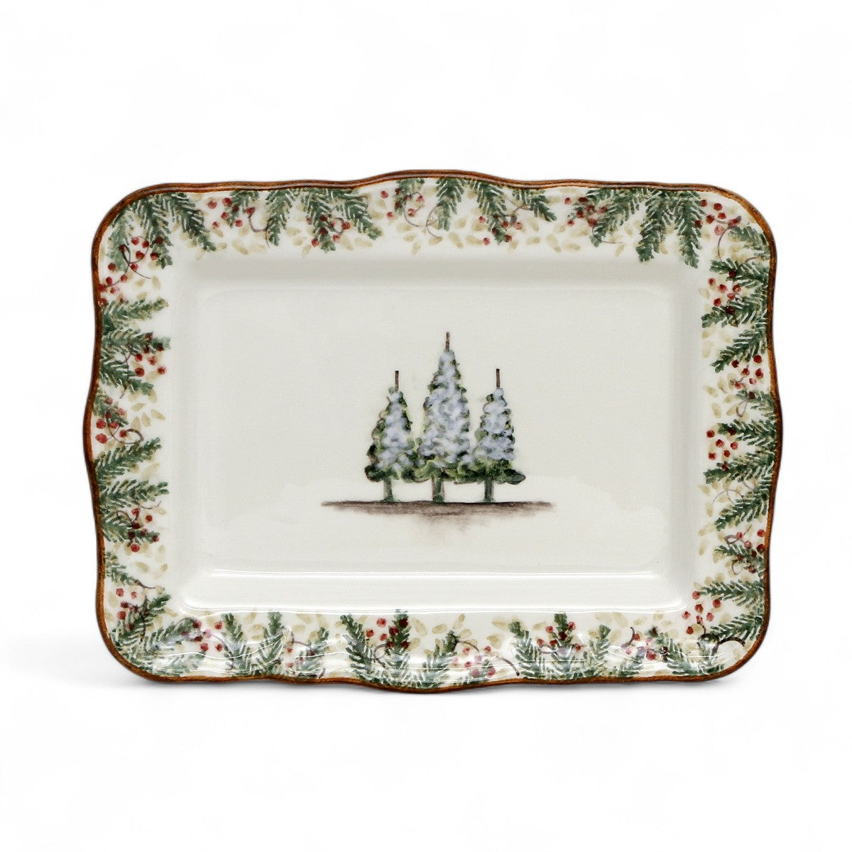 ARTE ITALICA: Natale Scalloped Medium Rectangular Tray
