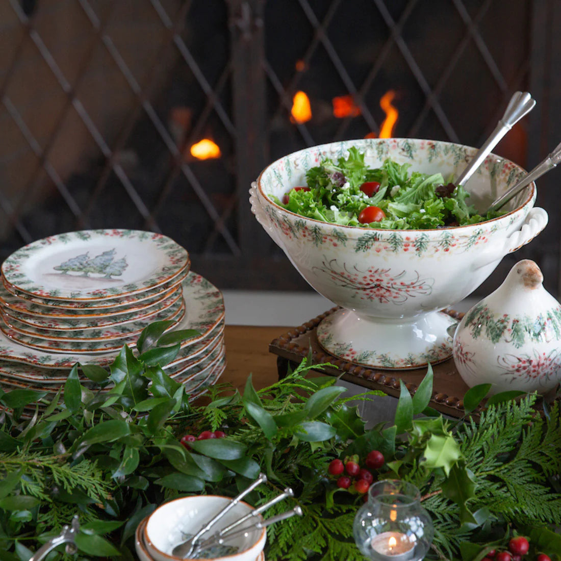 ARTE ITALICA: Natale Footed Bowl with Handles