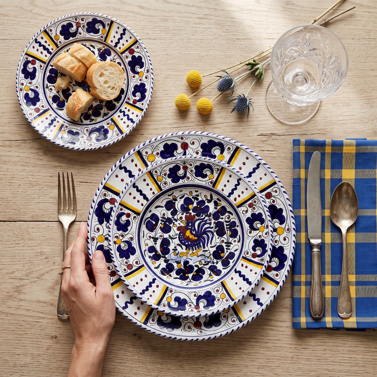 ORVIETO BLUE ROOSTER: 3 Pieces Place Setting
