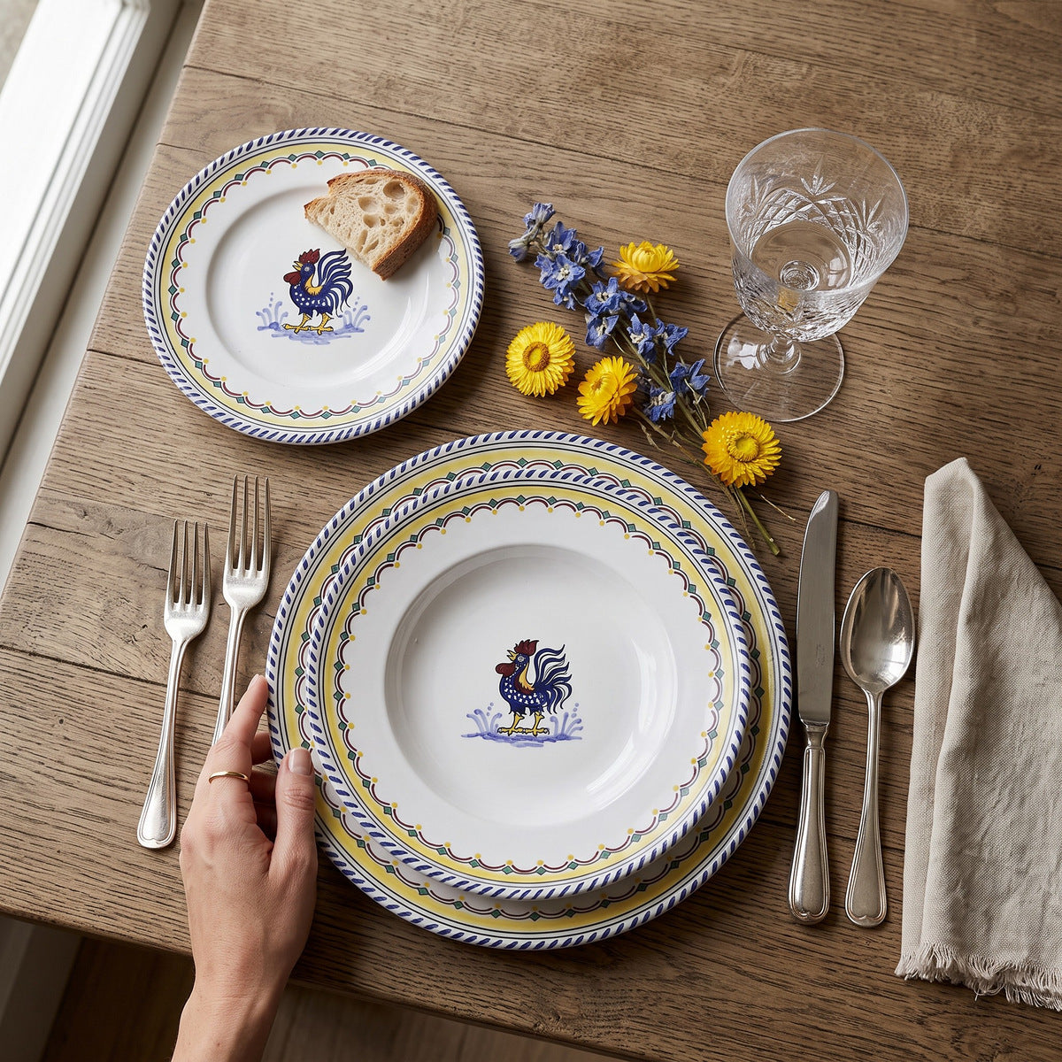 ORVIETO BLUE ROOSTER SIMPLE: 3 Pieces Place Setting