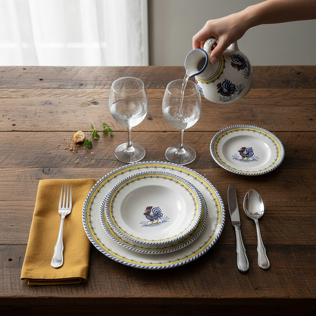 ORVIETO GREEN ROOSTER SIMPLE: 3 Pieces Place Setting