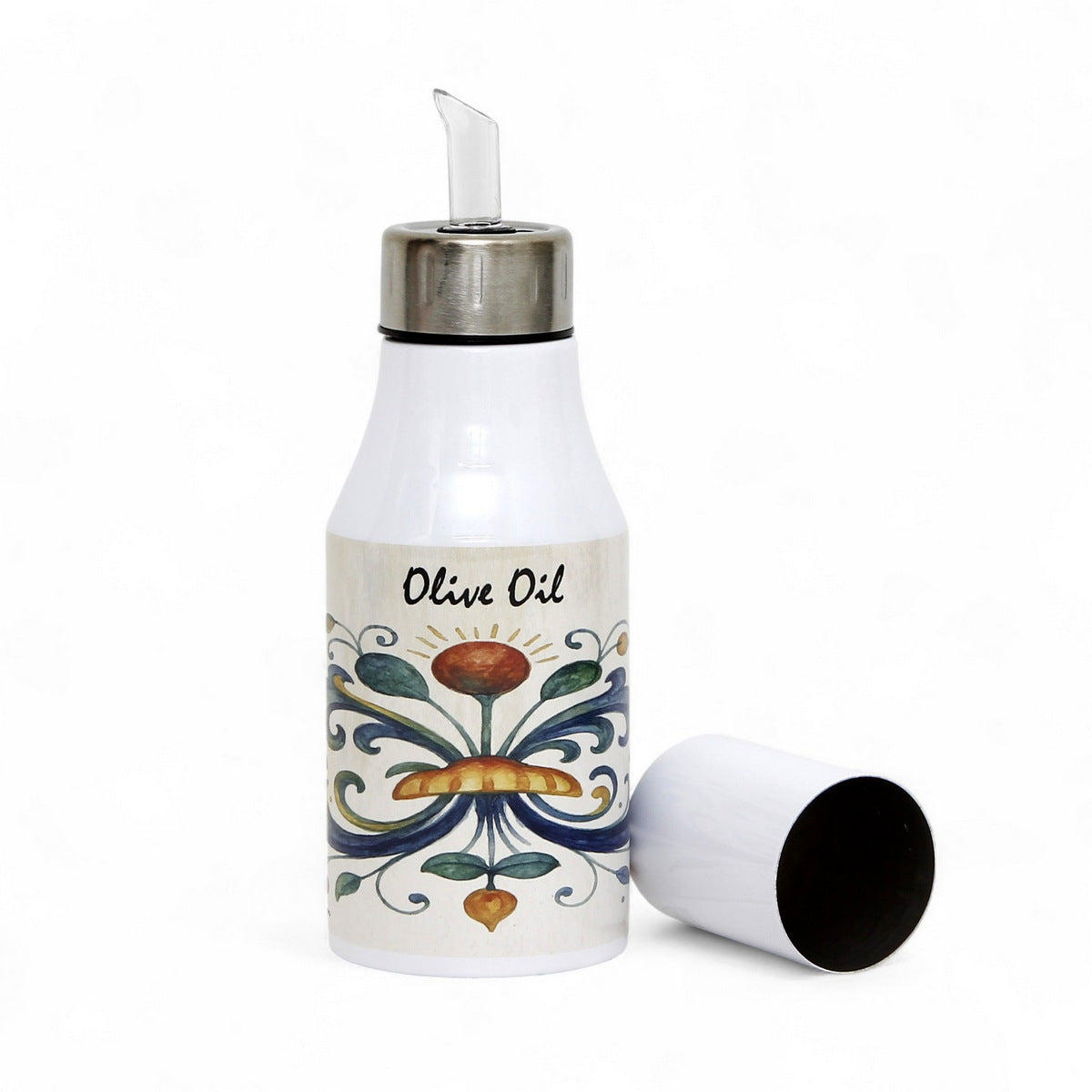 RICCO ITALIA DERUTA: Olive Oil Dispenser with non-drip pourer and dust cover cap - Ricco Italia Deruta design by Mario Bruno