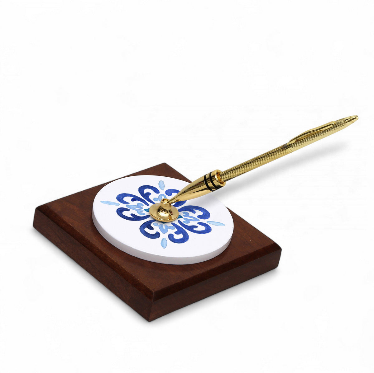 SUBLIMART: Traditional Italian-Inspired Wood/Ceramic Pen Holder with pen (Design 04)