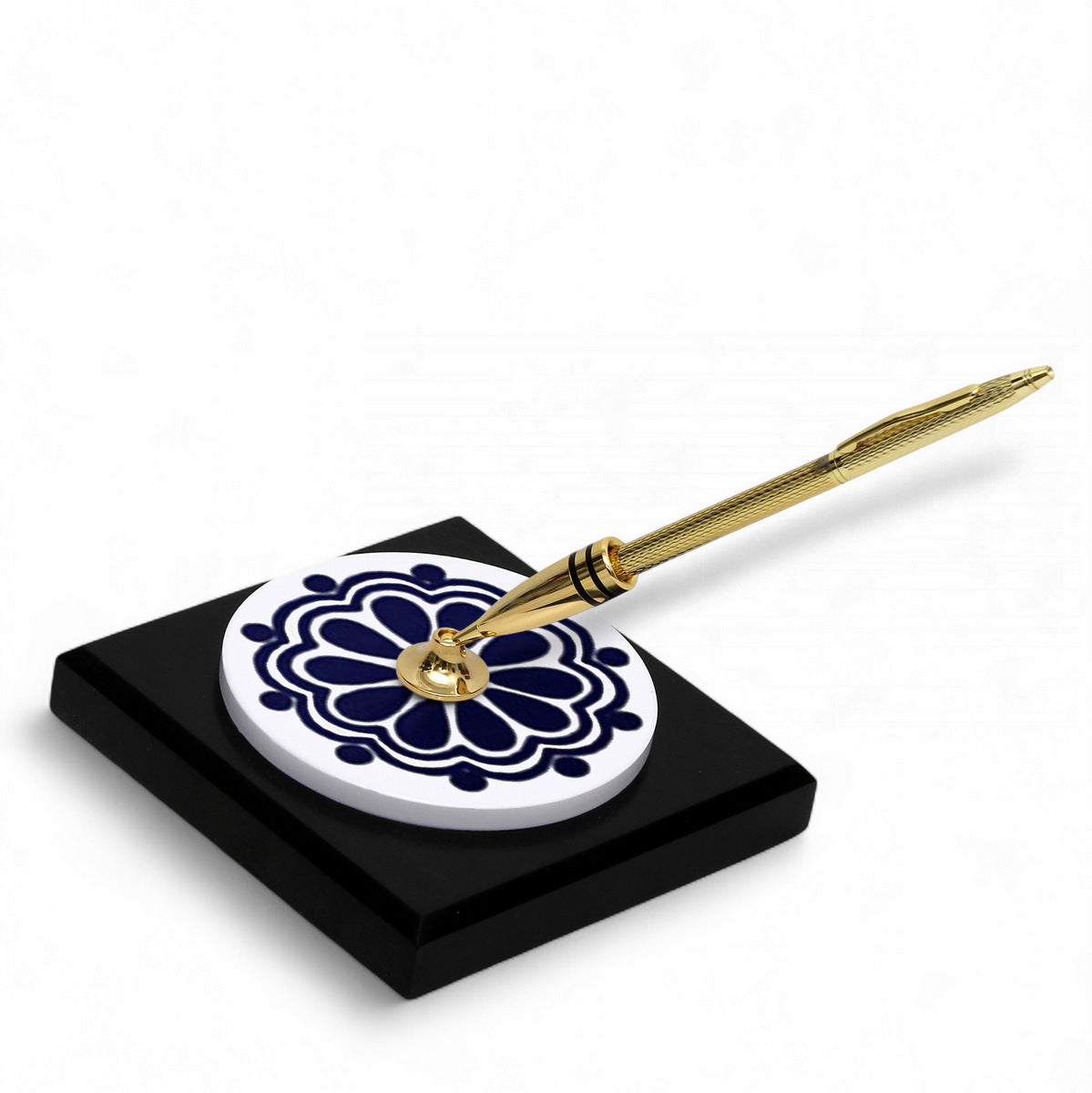 SUBLIMART: Traditional Italian-Inspired Wood/Ceramic Pen Holder with pen (Design 07)