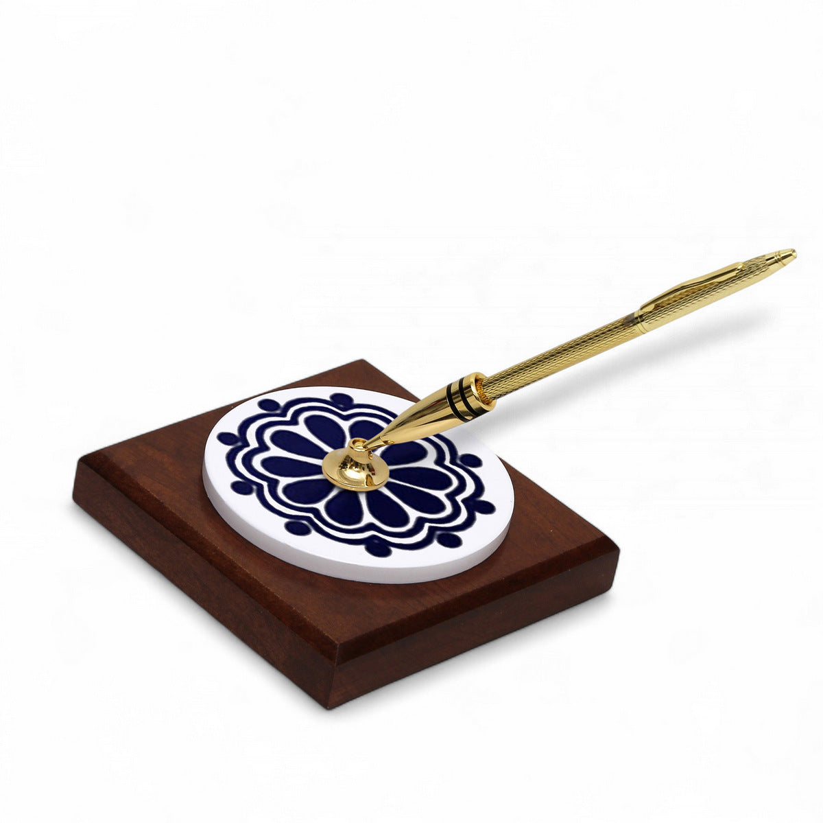 SUBLIMART: Traditional Italian-Inspired Wood/Ceramic Pen Holder with pen (Design 07)