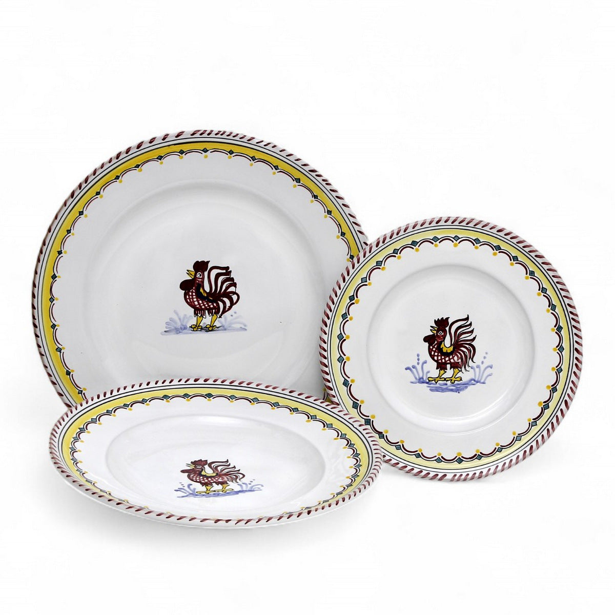 ORVIETO RED ROOSTER SIMPLE: 3 Pieces Place Setting