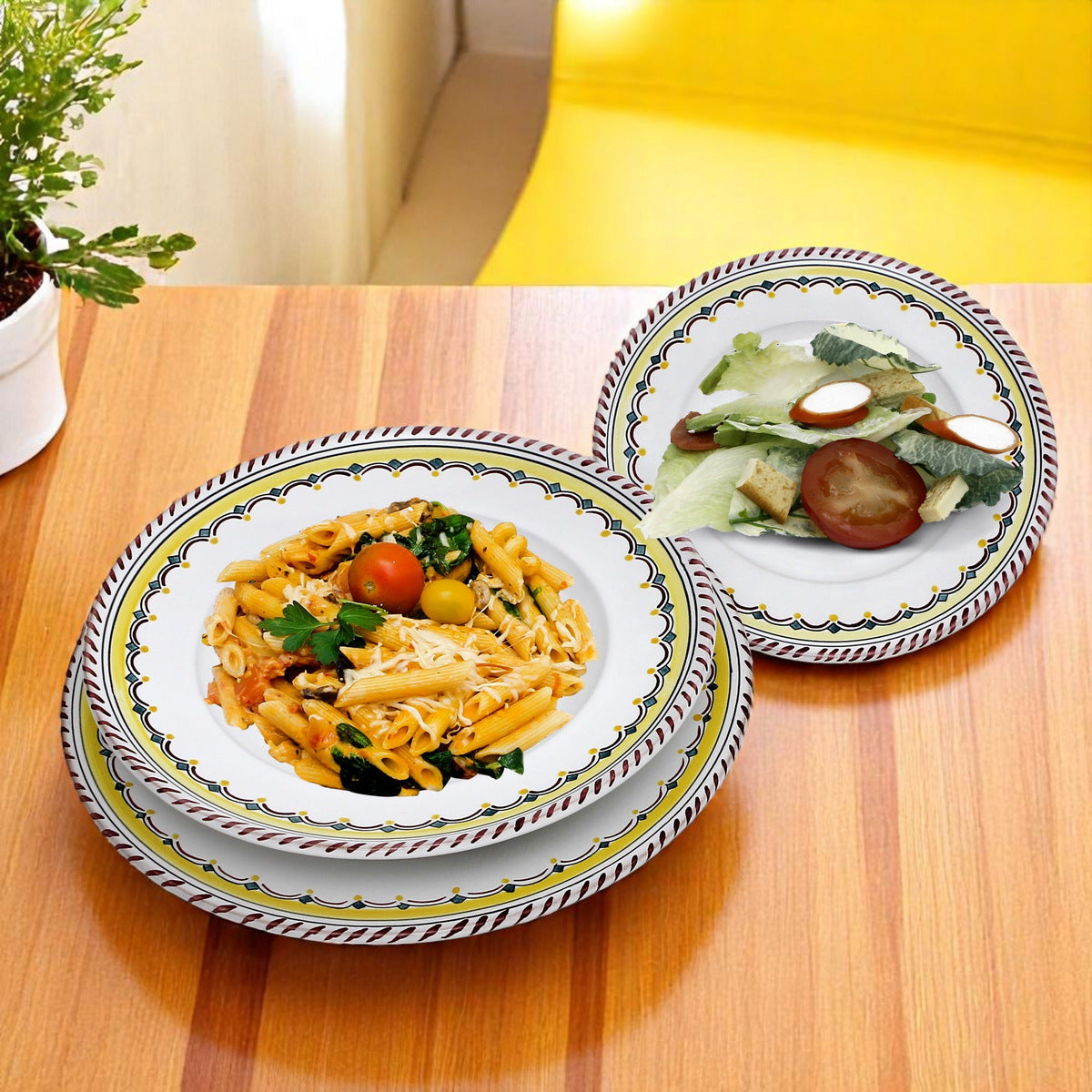 ORVIETO RED ROOSTER SIMPLE: Pasta/Soup Rimmed Bowl Plate