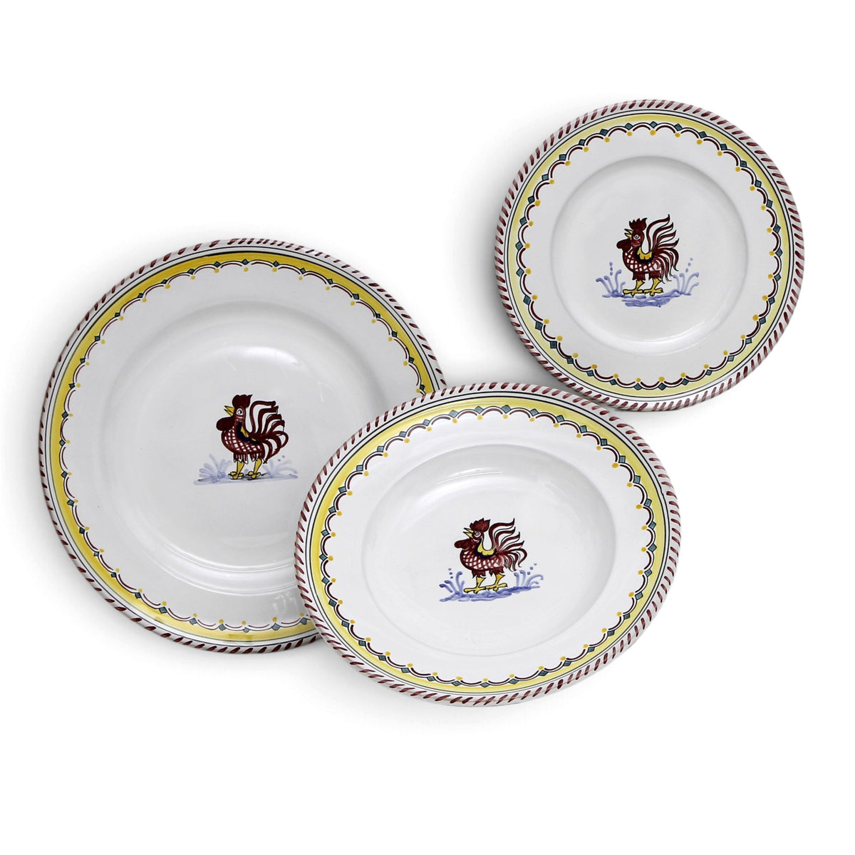 ORVIETO RED ROOSTER SIMPLE: 3 Pieces Place Setting