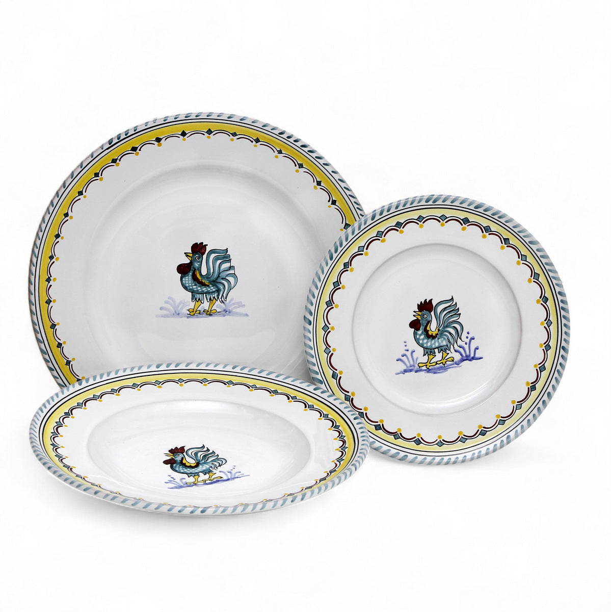ORVIETO GREEN ROOSTER SIMPLE: 3 Pieces Place Setting