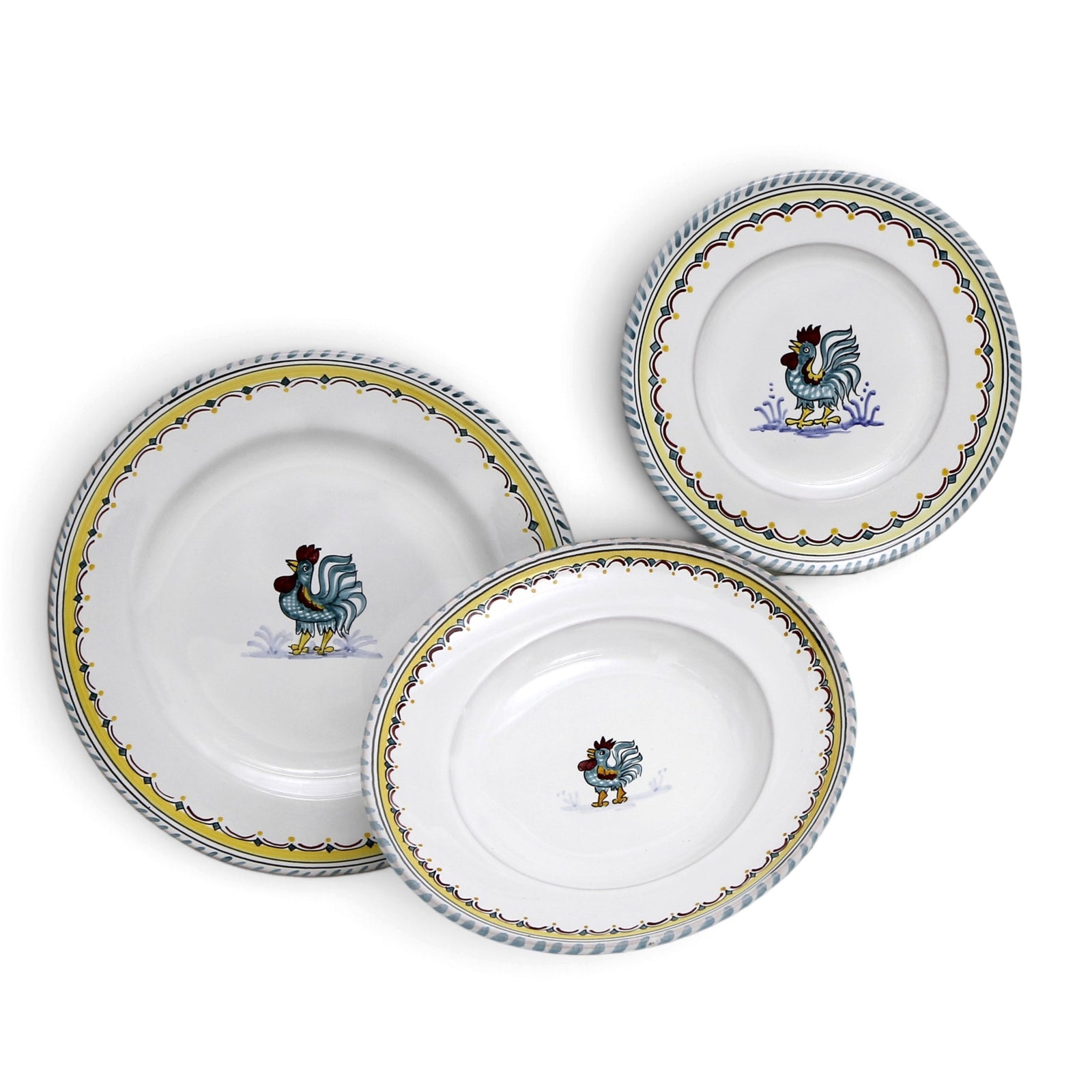 ORVIETO GREEN ROOSTER SIMPLE: 3 Pieces Place Setting
