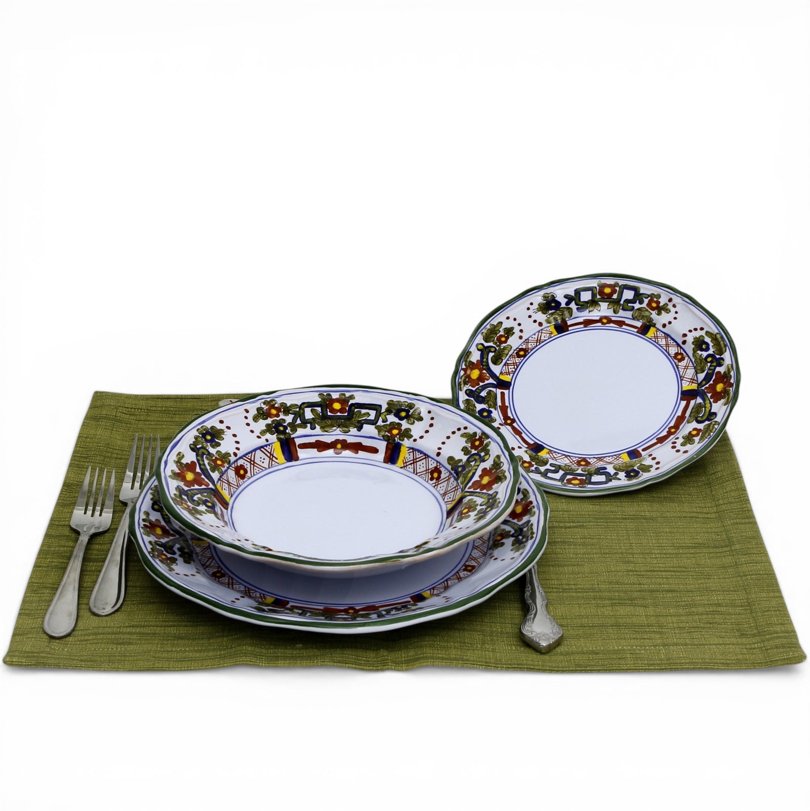 FAENZA-CARNATION: 3 Pieces Place Setting [White Center]