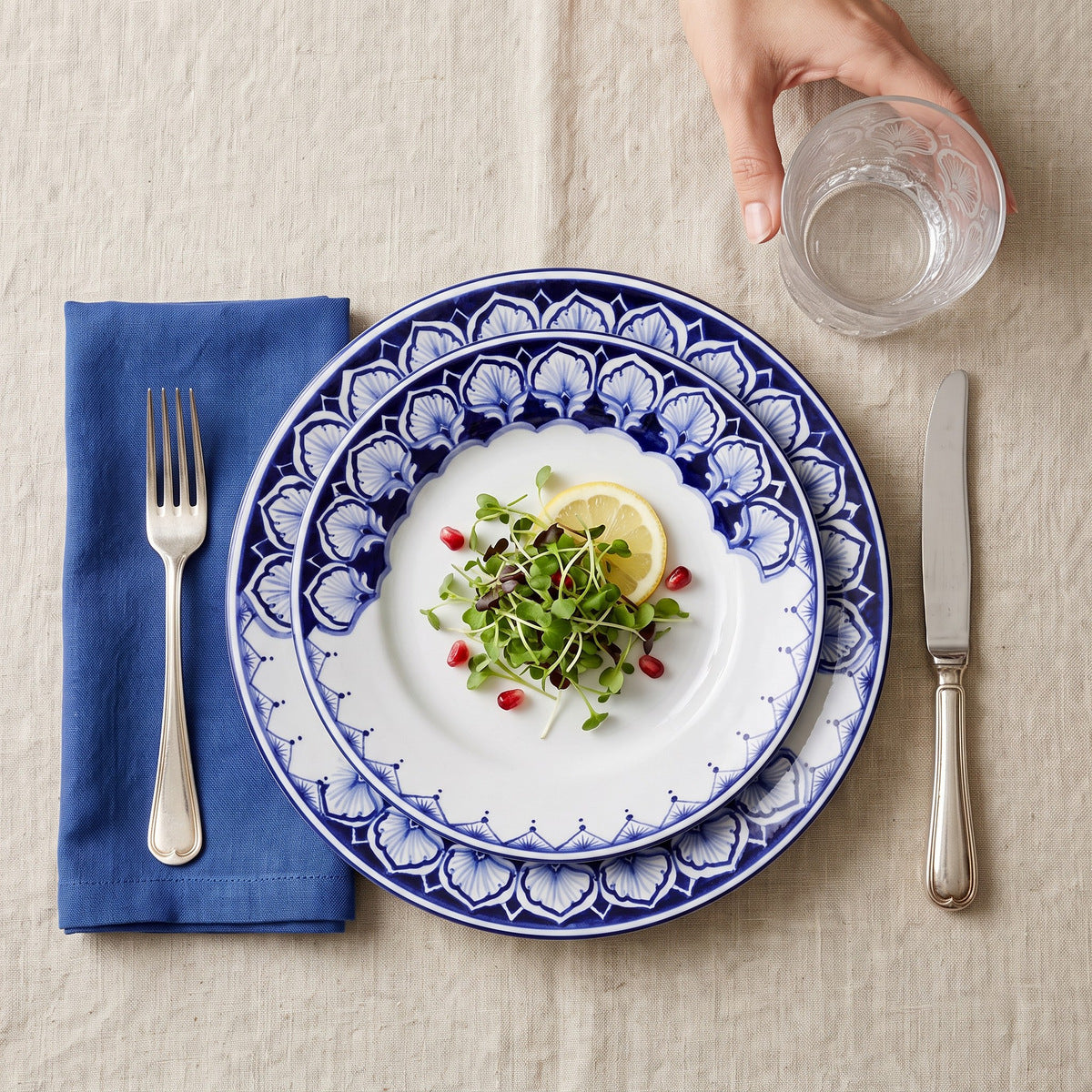DERUTA PEACOCK: 3-Pcs Place Setting - Design VARIO BLU