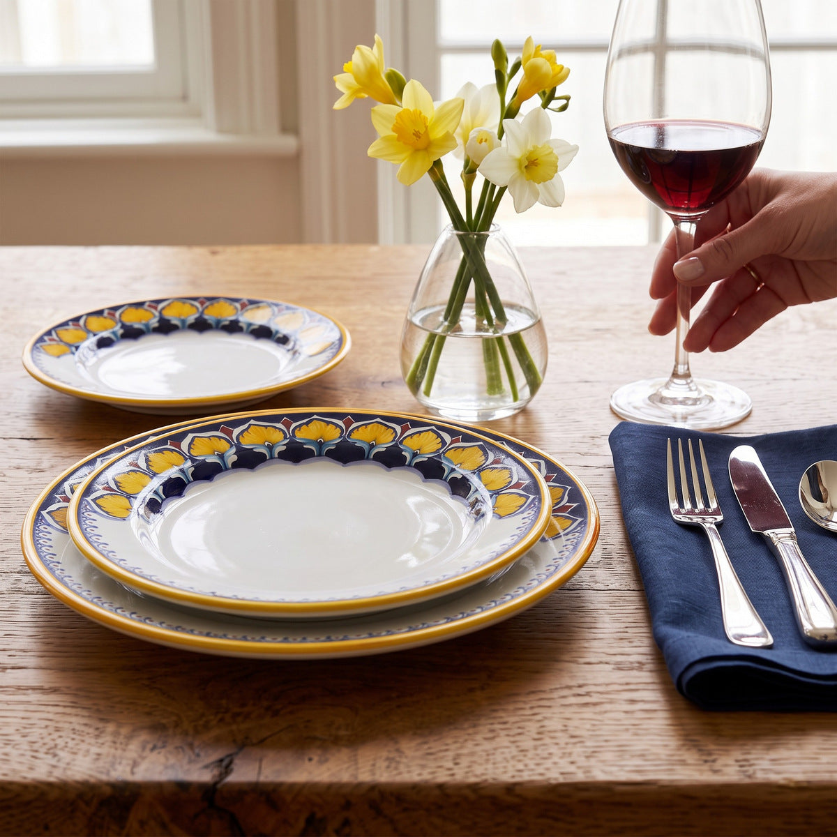 DERUTA PEACOCK: 3-Pcs Place Setting - Design VARIO DOPPIA FILA