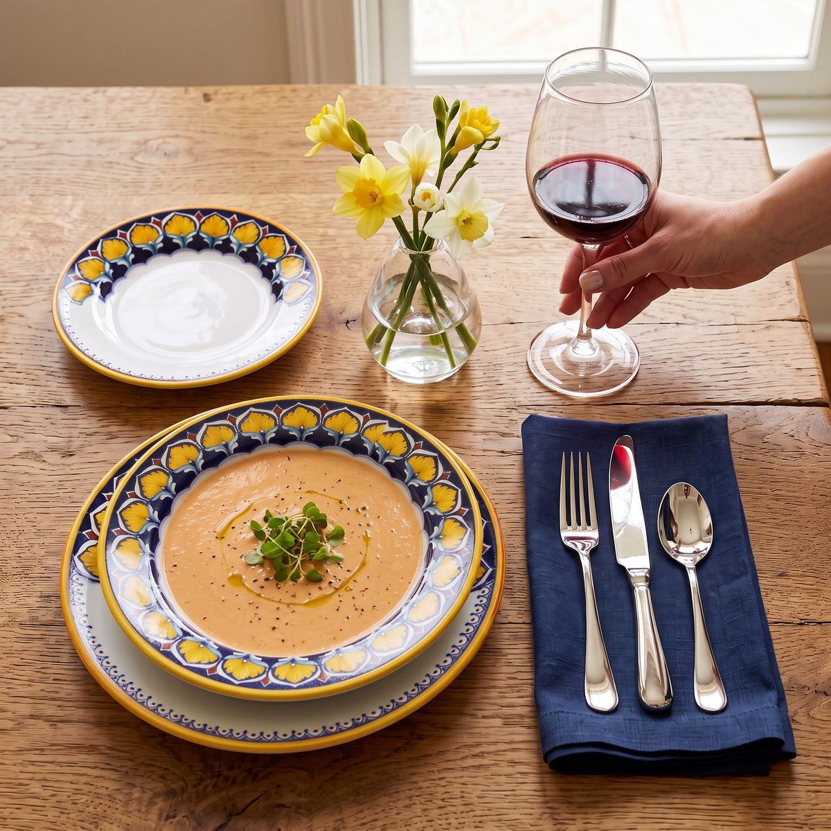 DERUTA PEACOCK: 3-Pcs Place Setting - Design VARIO DOPPIA FILA