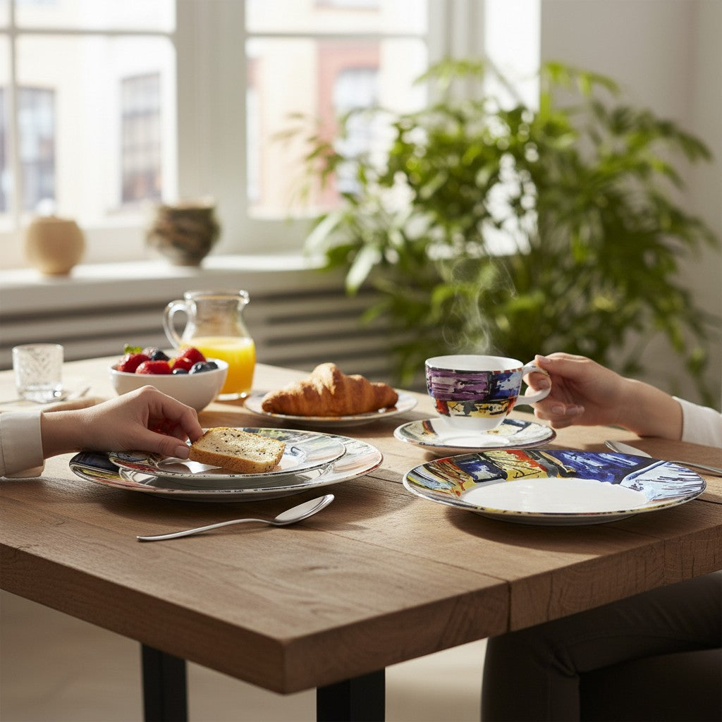 MODERNA: Five Pieces Place Setting (Dinner+Pasta+Salad Plates +Cup and Saucer)