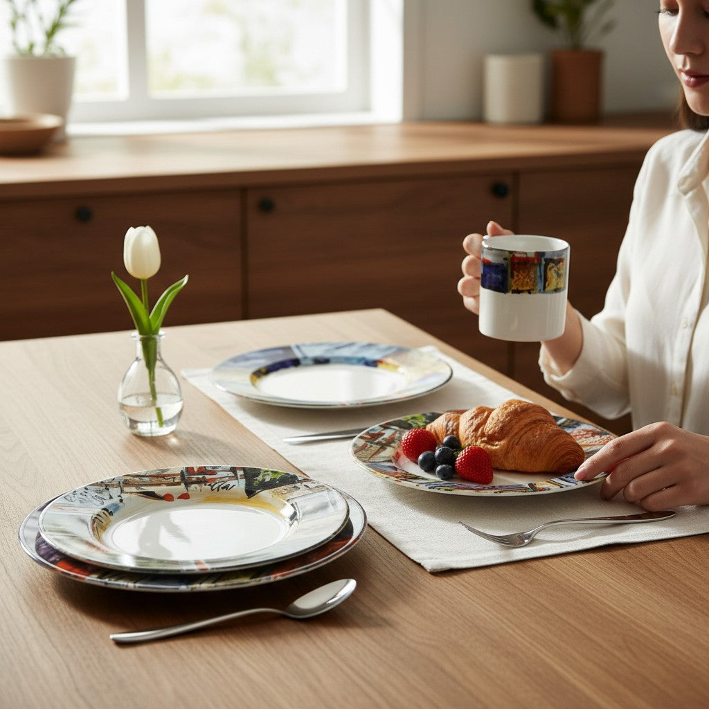 MODERNA: Four Pieces Place Setting (Dinner+Pasta+Salad Plates+ Mug)
