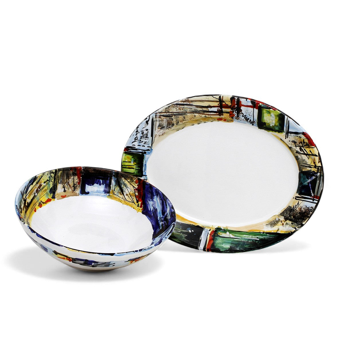 MODERNA: Two Pieces Serving Set (Pasta/Salad Bowl + Oval Platter)