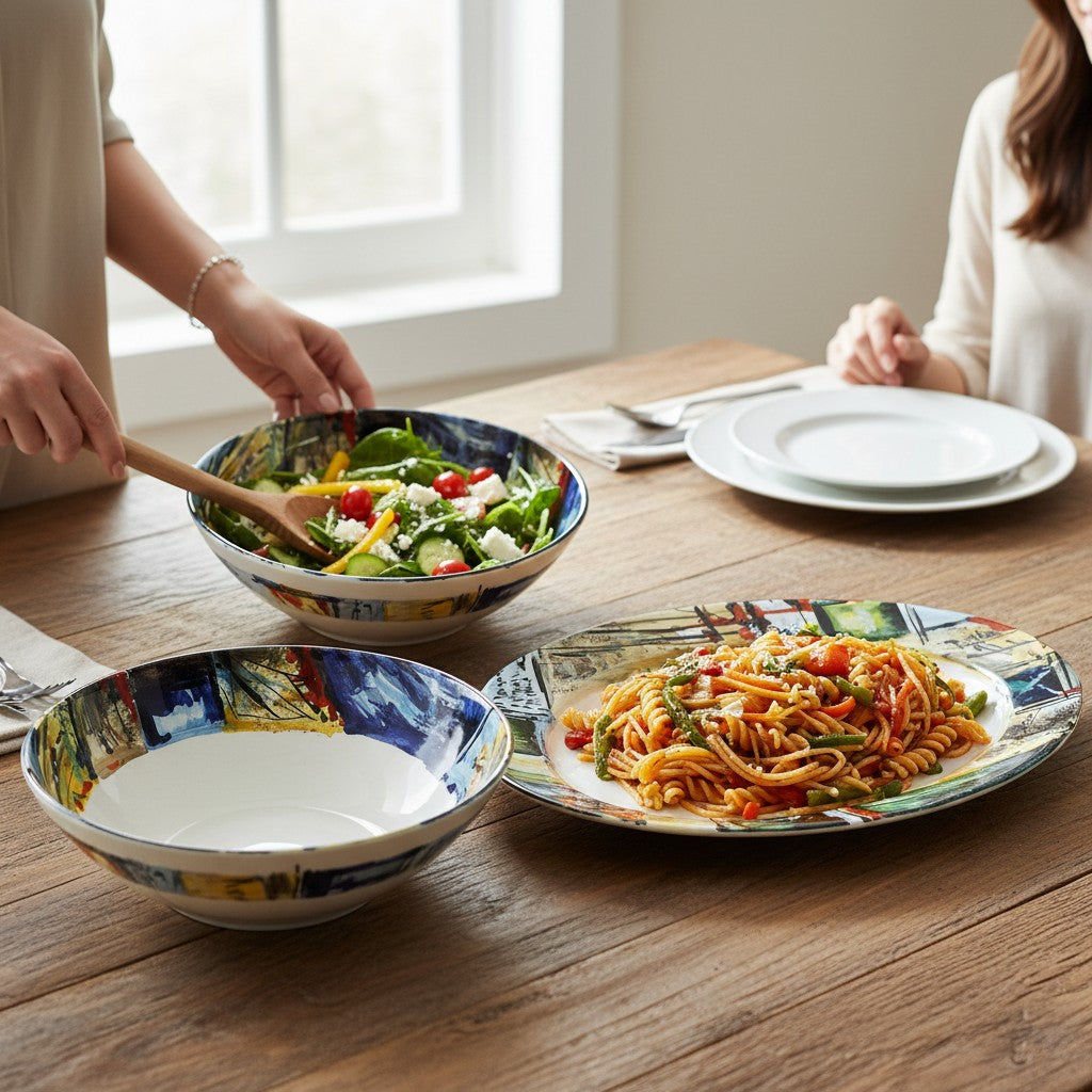 MODERNA: Two Pieces Serving Set (Pasta/Salad Bowl + Oval Platter)
