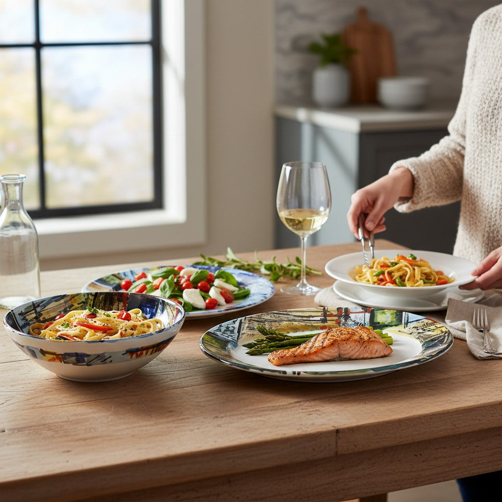 MODERNA: Three Pieces Serving Set (Pasta/Salad Bowl+Oval Platter+Charger)