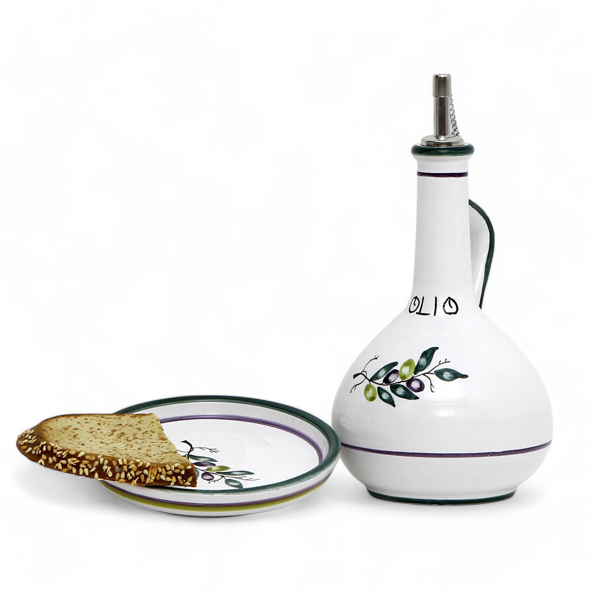 OLIVE: Olive Oil Bottle Dispenser Deluxe with Dipping Bowl Tray