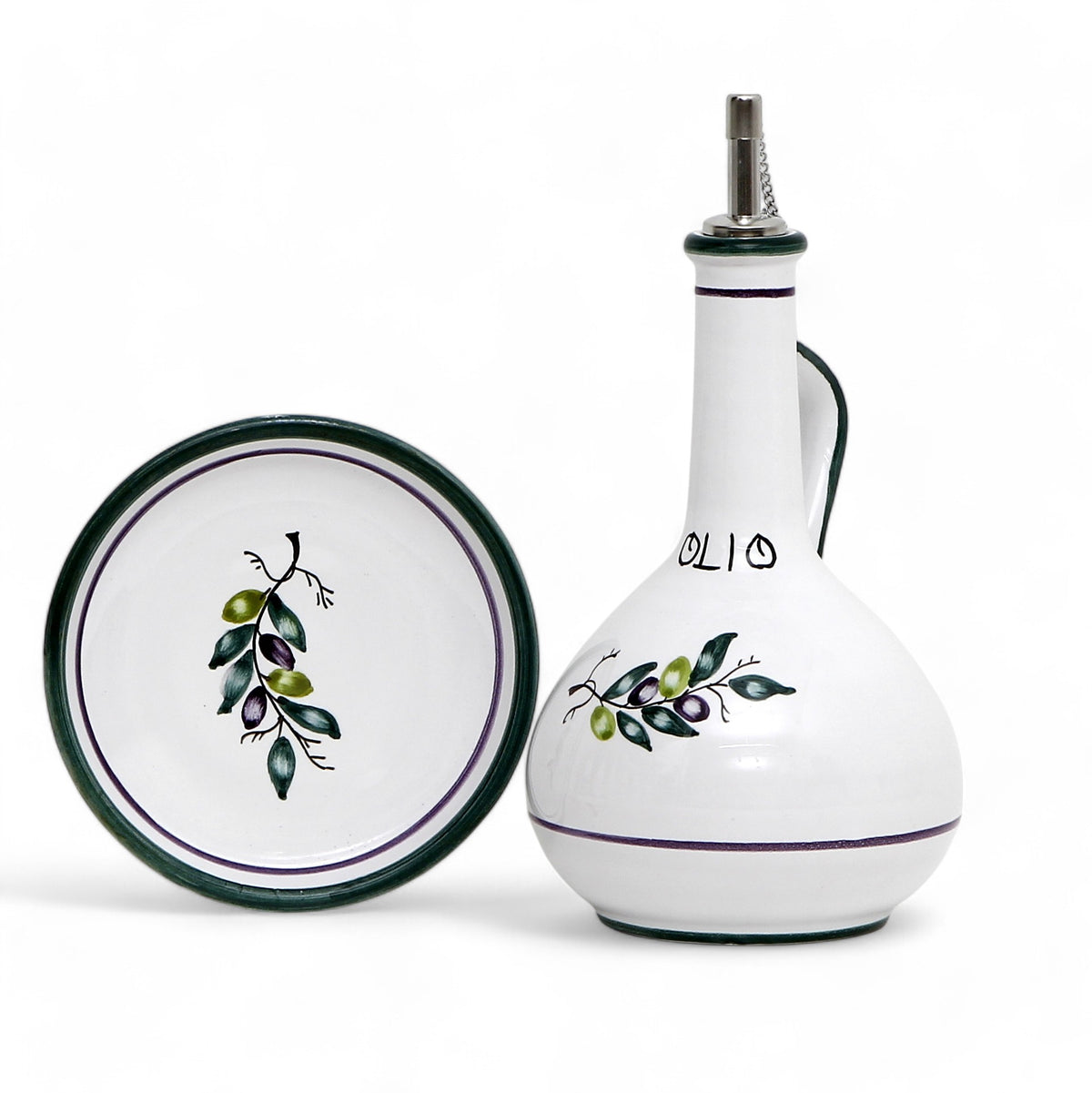 OLIVE: Olive Oil Bottle Dispenser Deluxe with Dipping Bowl Tray