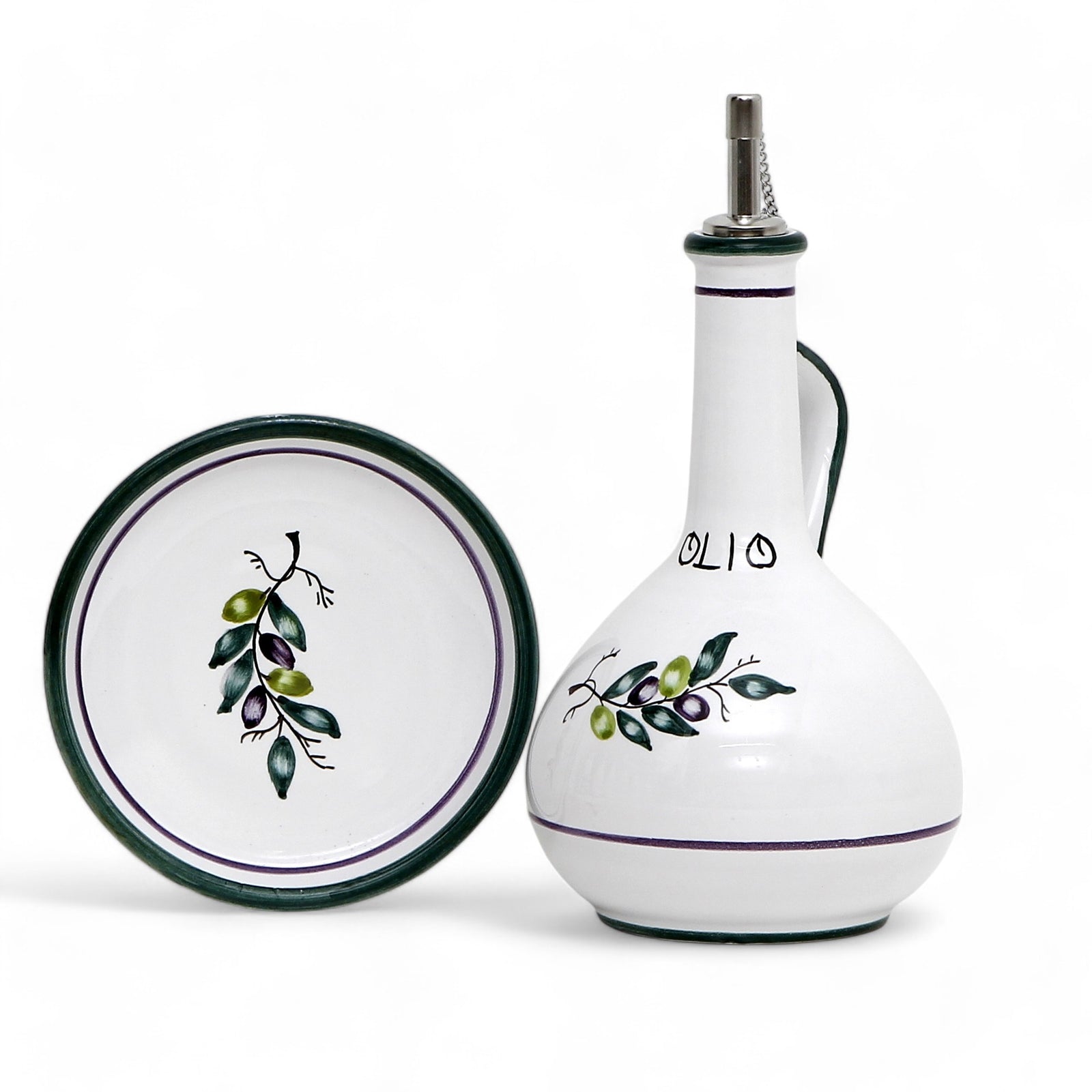 OLIVE: Olive Oil Bottle Dispenser Deluxe with Dipping Bowl Tray