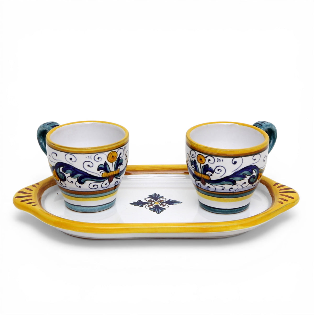 DERUTA ESPRESSO SET: Oblong Tray with two Espresso cups - RICCO DERUTA Design