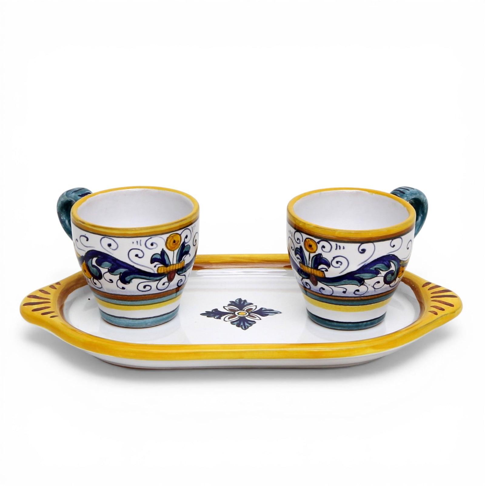 DERUTA ESPRESSO SET: Oblong Tray with two Espresso cups - RICCO DERUTA Design