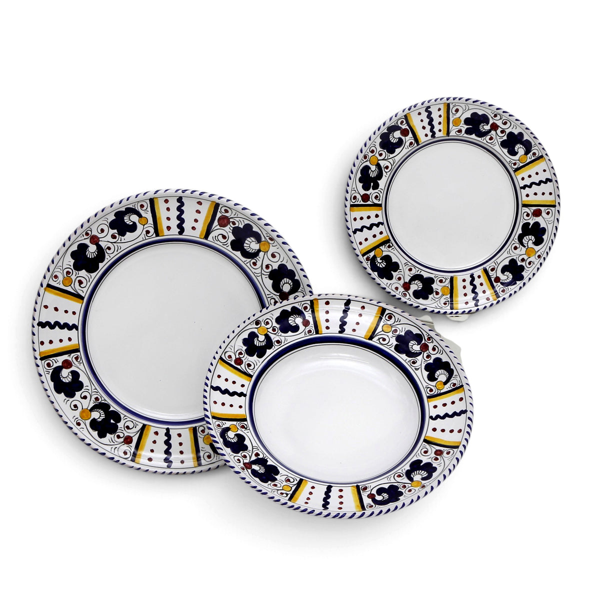 ORVIETO BLUE ROOSTER: 3 Pieces Place Setting - White Center