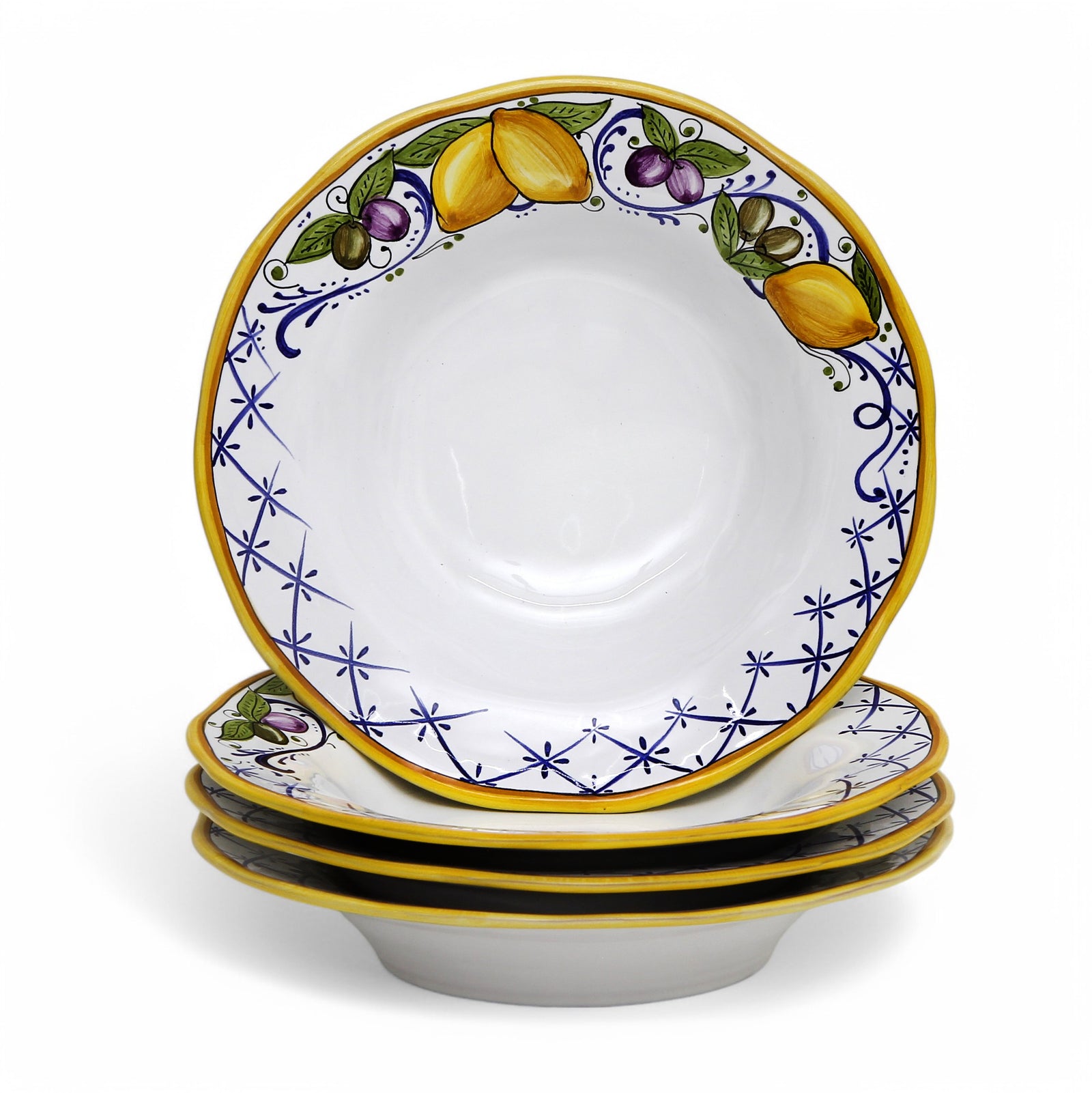 LIMONI POSITANO: Pasta/Soup Rimmed Plates Bundle of Four Pcs.