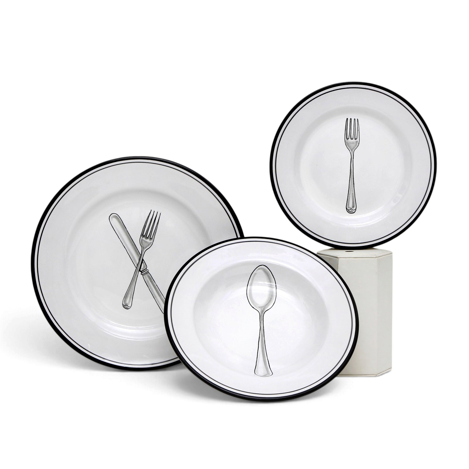 POSATA NERO: 3 Pieces Dinnerware Place Setting