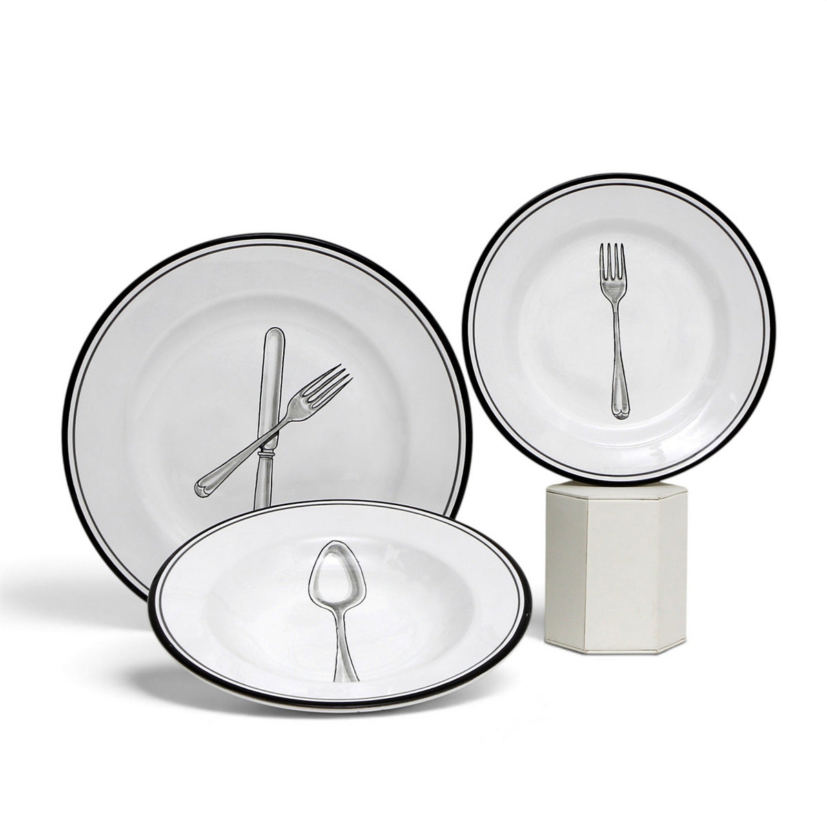 POSATA NERO: 3 Pieces Dinnerware Place Setting