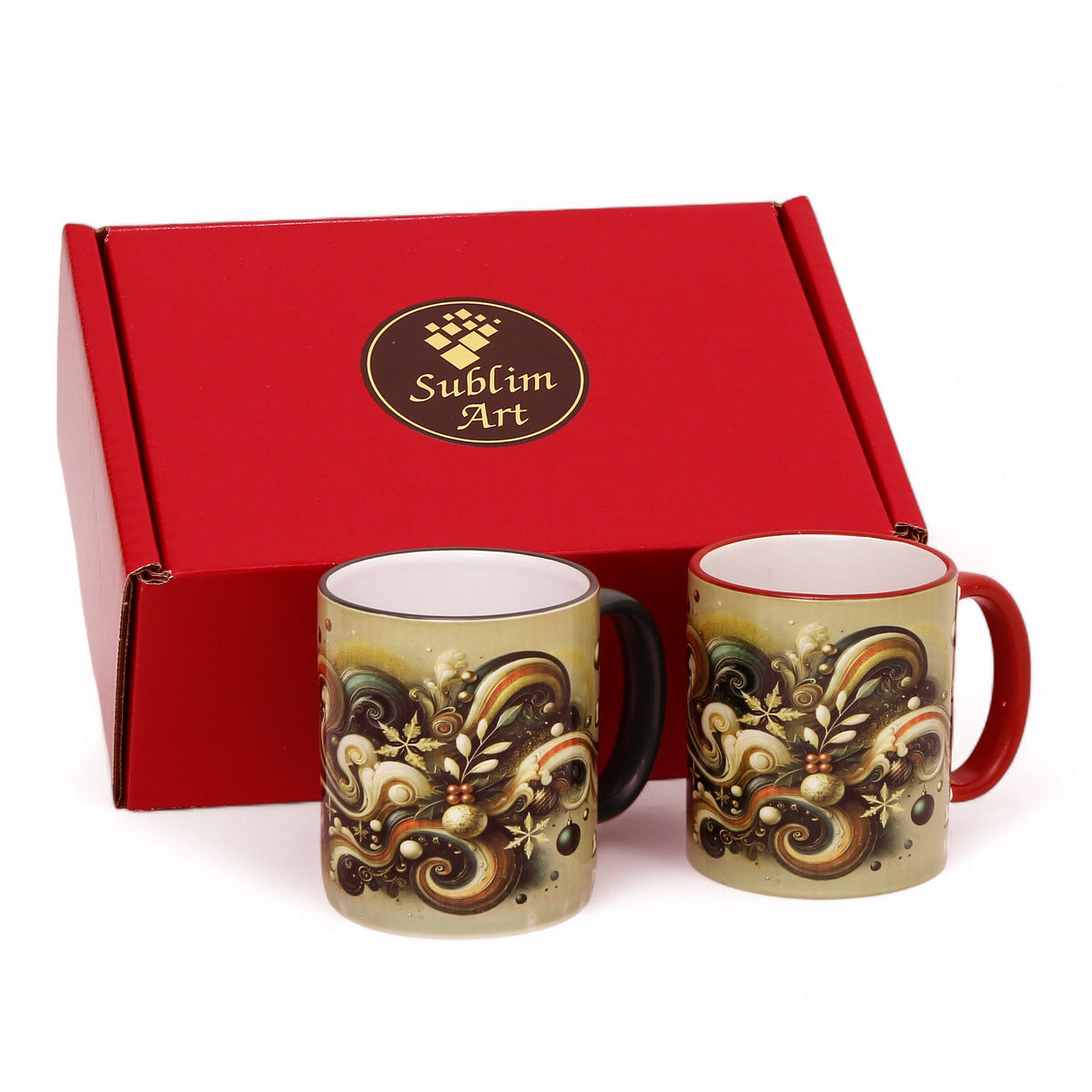 SUBLIMART: Christmas Boxed Bundle - 2 Mugs (Red+Green) – Fluid Wave Design by RC Designs (Pattern #01)